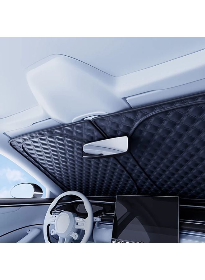Large Black Car Windshield Sunshade Foldable UV Protection Heat Reduction Reflective - Image 1